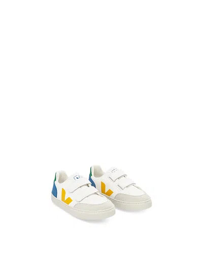 Veja Kids' Unisex V12 Leather Sneakers - Toddler In Ex White/indigo Multi