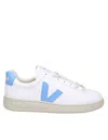VEJA URCA SNEAKERS IN WHITE/LIGHT BLUE COATED COTTON
