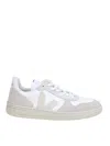 Veja V-10 Mesh And Suede Sneakers In White