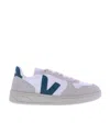 Veja V-10 B-mesh Leather Sneakers In Gray