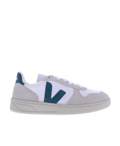 Veja V-10 B-mesh Leather Sneakers In Gray