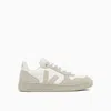Veja Two-tone B-mesh And Suede V-10 Sneakers In White