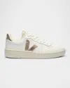 Veja V-10 Bicolor Leather Low-top Sneakers In White