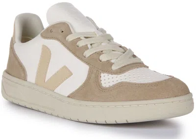 Pre-owned Veja V-10 Chromefree Leather Sable Sahara Sneaker White Grey Uk Womens Us 5 - 10