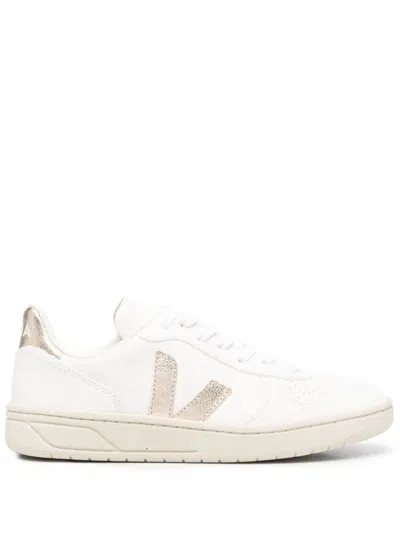 Veja V-10 Chromefree Leather Sneakers In White