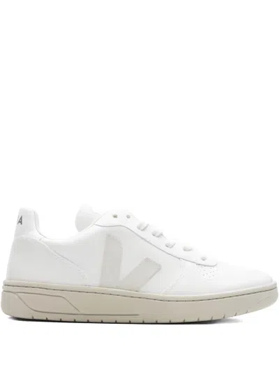 Veja V-10 Cwl Leather Sneakers In White