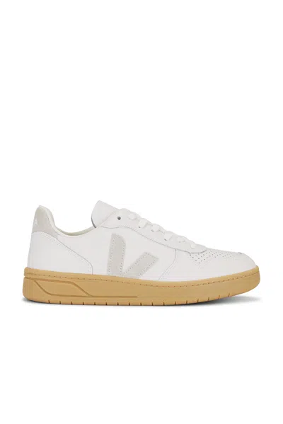 Veja V-90 O.t. Leather Men Sneaker In White Light Grey In Gray