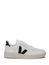 Veja V-10 Faux Leather Sneakers In White