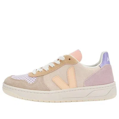 Veja V-10 Lace-up Suede Sneakers 'beige Yellow Pink'
