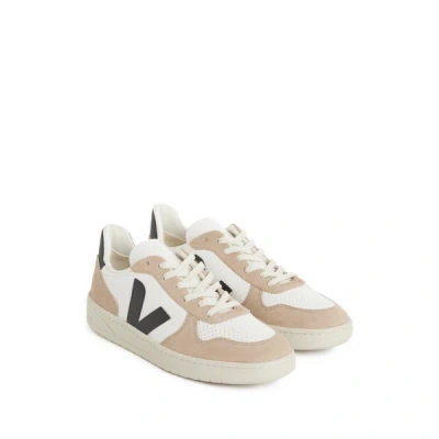 Veja V-10 Leather And Suede Trainers In Brown