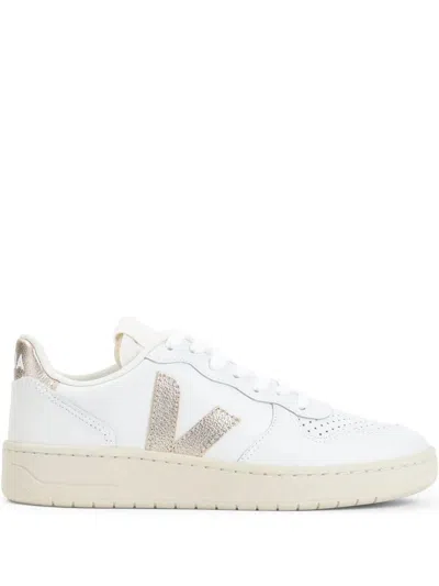 Veja V-10 Leather Extra Sneakers In White