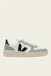 Veja V-10 Leather Sneaker In Pure Black Clay In Multi