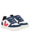 Veja V-10 Leather Sneakers In Blue
