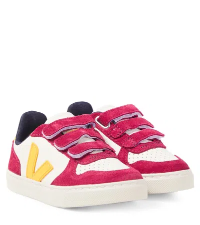 Veja Kids' Sneakers V-10 Aus Leder Und Veloursleder In Rot