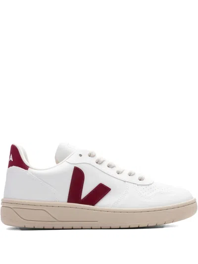 Veja V-10 Leather Sneakers In White