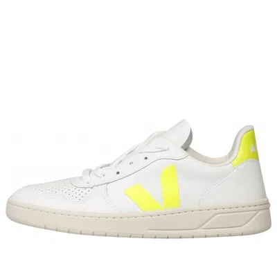 Veja V-10 Leather 'white Jaune Fluo'