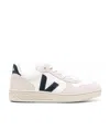 Veja V-10 Panelled Lace-up Sneakers In White
