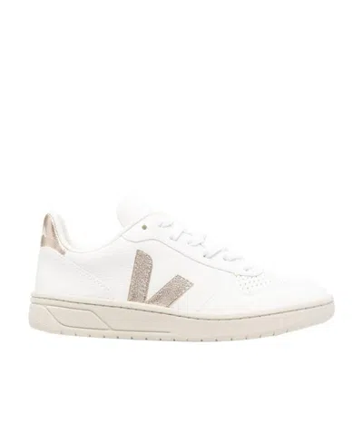 Veja Logo Lace Up Casual Sports Shoes In Extra White Platine