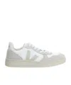 Veja V-10 Mesh And Suede Sneakers In White