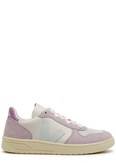 Veja V-10 Panelled Leather Trainers In Pink
