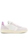 Veja V-10 Panelled Leather Sneakers In Purple