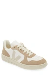 Veja V-10 Chrome-free Leather Sneakers In White/natural/sahara