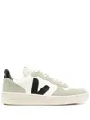 Veja V-10 Leather And Suede Low-top Sneakers In Grey