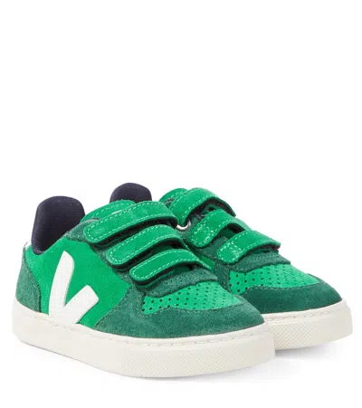 Veja Kids' Sneakers V-10 Aus Veloursleder In Grün
