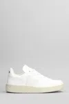 Veja Leather Sneakers With Rubber Sole And Contrasting Heel In White
