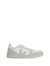 Veja Beige & White V-10 B-mesh Sneakers In White_natural_pierre
