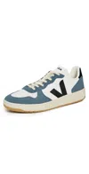 Veja Leather Sneakers With Contrast Panels And Perforated Toe