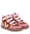 Veja V-10 Suede High-top Sneakers In Pink