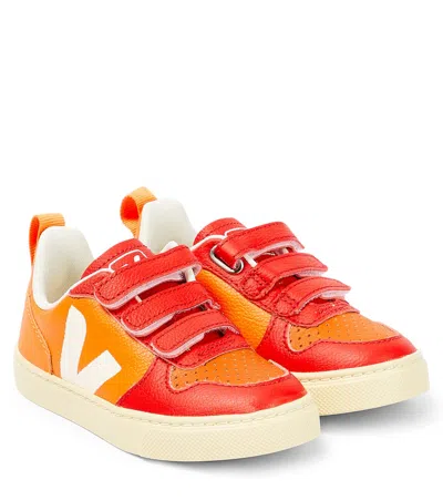 Veja Kids' Sneakers V-10 Aus Veloursleder In Orange