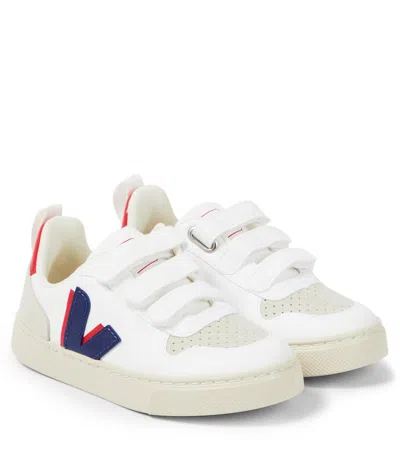 Veja Kids' V-10 Suede-trimmed Leather Sneakers In White