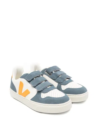 Veja Kids' V-10 Touch-strap Sneakers In White