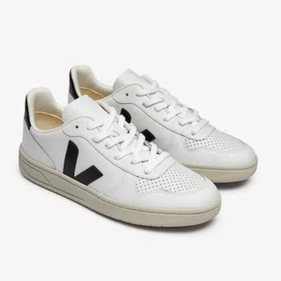 Veja V-10 Vx0200005b Sneaker Men's White Leather Low Top Comfort Lifestyle Shoes In Black