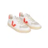 Veja V-10 Vx0703152a Sneakers Women's White Orange Fluo Comfort Casual Shoes