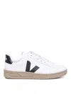 Veja V-12 Black Dune Sneakers In Chromefree Cowskin In White