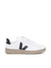 Veja V-12 Black Dune Sneakers In Chromefree Cowskin In White