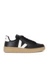 Veja Classics Leather Sneaker In Black  White  & Dune