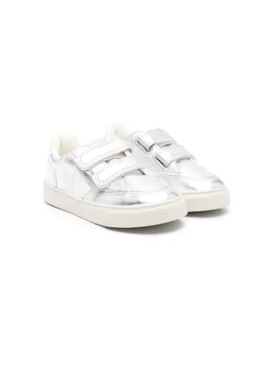 Veja Kids' V-12 Chromefree Metallic Sneakers In Silver