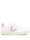 Veja V-12 Leather Sneakers White And Orchid Color In White Orchid