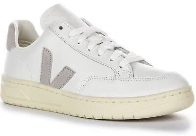 Pre-owned Veja V-12 Leather Extra White Lightweight Womens Sneakers Light Grey Us 5 - 11