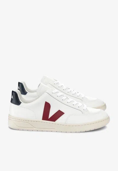 Veja V-12 Leather Low-top Sneakers In White