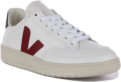 Pre-owned Veja V-12 Leather Marsala Lightweight Leather Sneaker White Red Mens Us 7 - 13 In White Multi