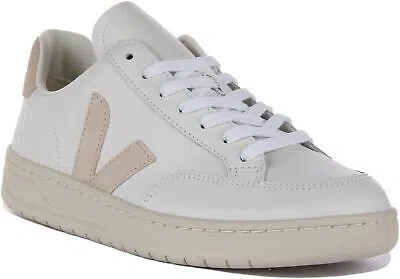Pre-owned Veja V-12 Leather Sable Suede Lightweight Womens Sneakers White Beige Us 5 - 11