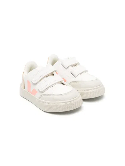 Veja Kids' V-12 Leather Trainers In White