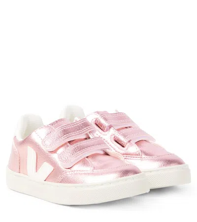 Veja Kids' Sneakers V-12 Aus Metallic-leder In Pink