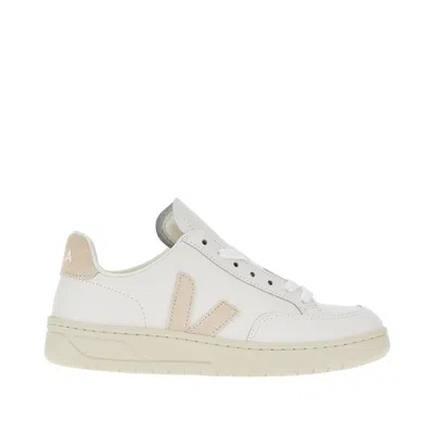 Veja V-12 Smooth Leather Sneakers In White