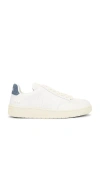 Veja White & Navy V-12 Stitch Leather Sneakers In Extra White & White California